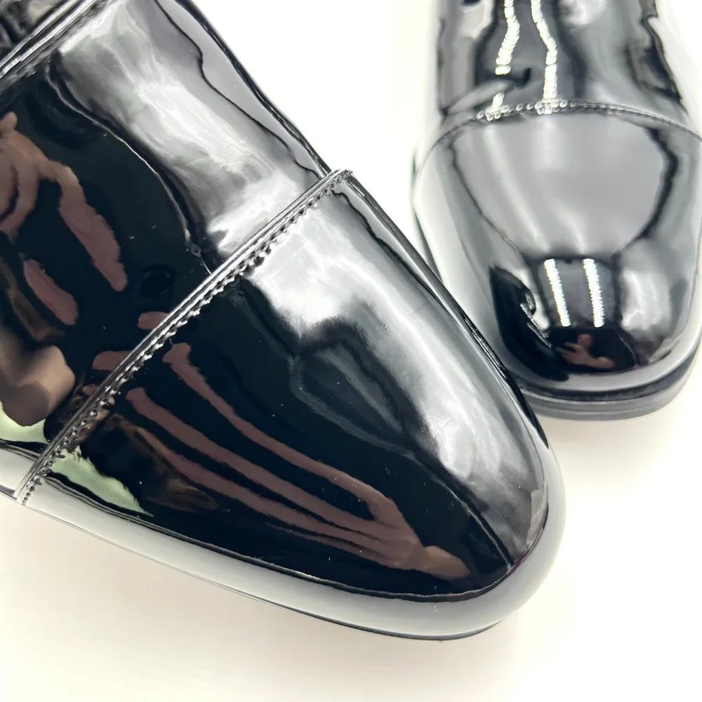11W 11 WIDE Stacy Adams Mens Gala Black Patent Oxfords‎ Dress Shoes New